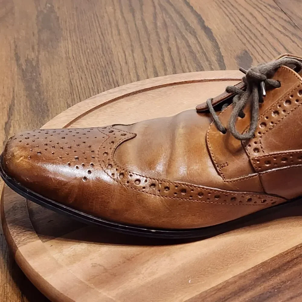 Stacy Adams Dress Shoes Mens Size 11 Brown Leather Brogue Wingtip 24738-221